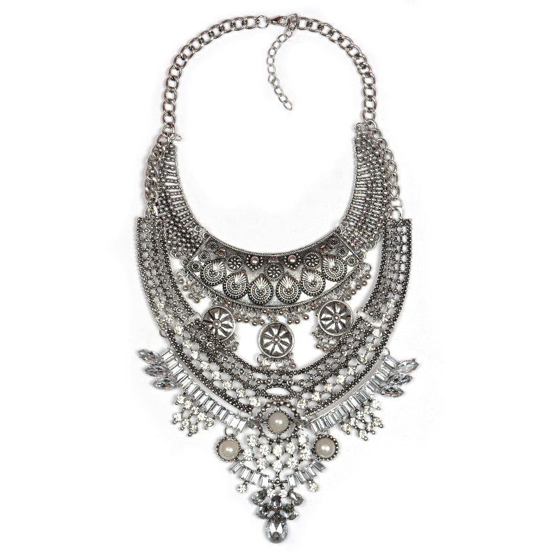 Ornate Crystal Statement Necklace
