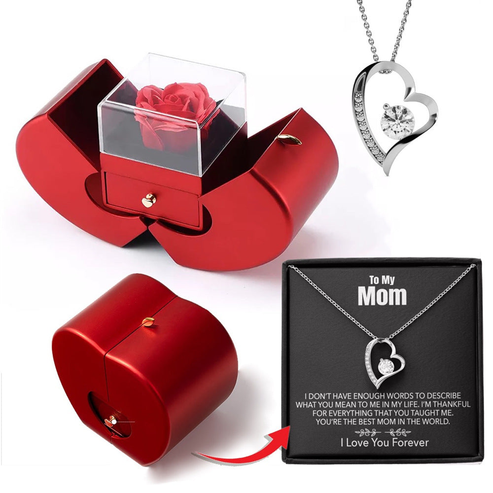 Heart Necklace & Enchanted Rose Gift Set