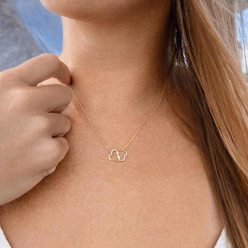 Intertwined Hearts Gold Pendant Necklace