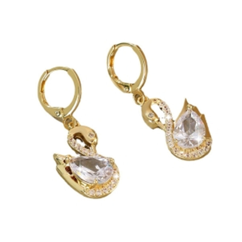 Sparkling Swan Crystal Drop Earrings