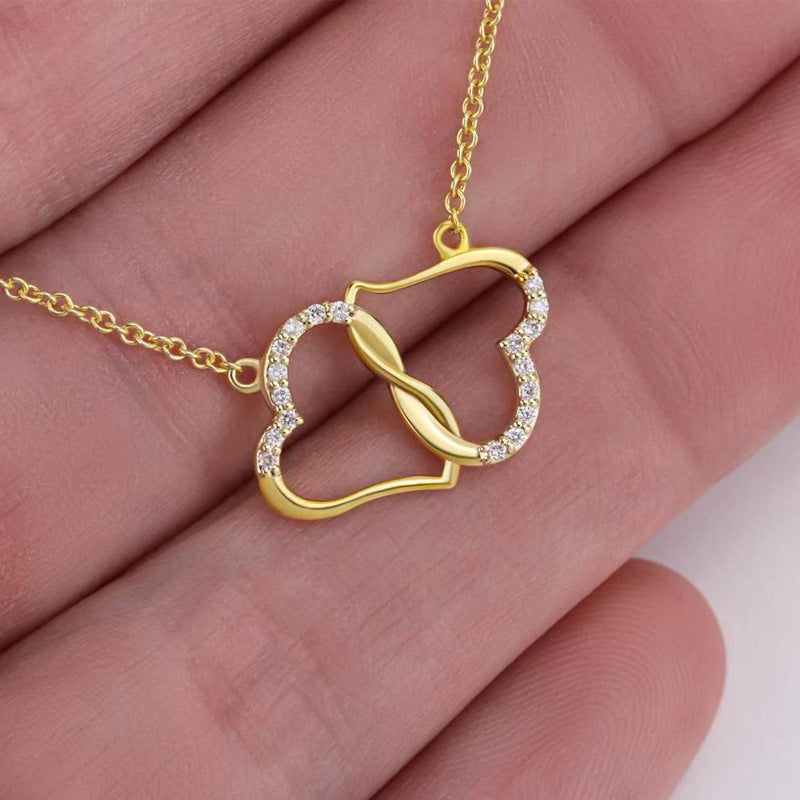Intertwined Hearts Gold Pendant Necklace