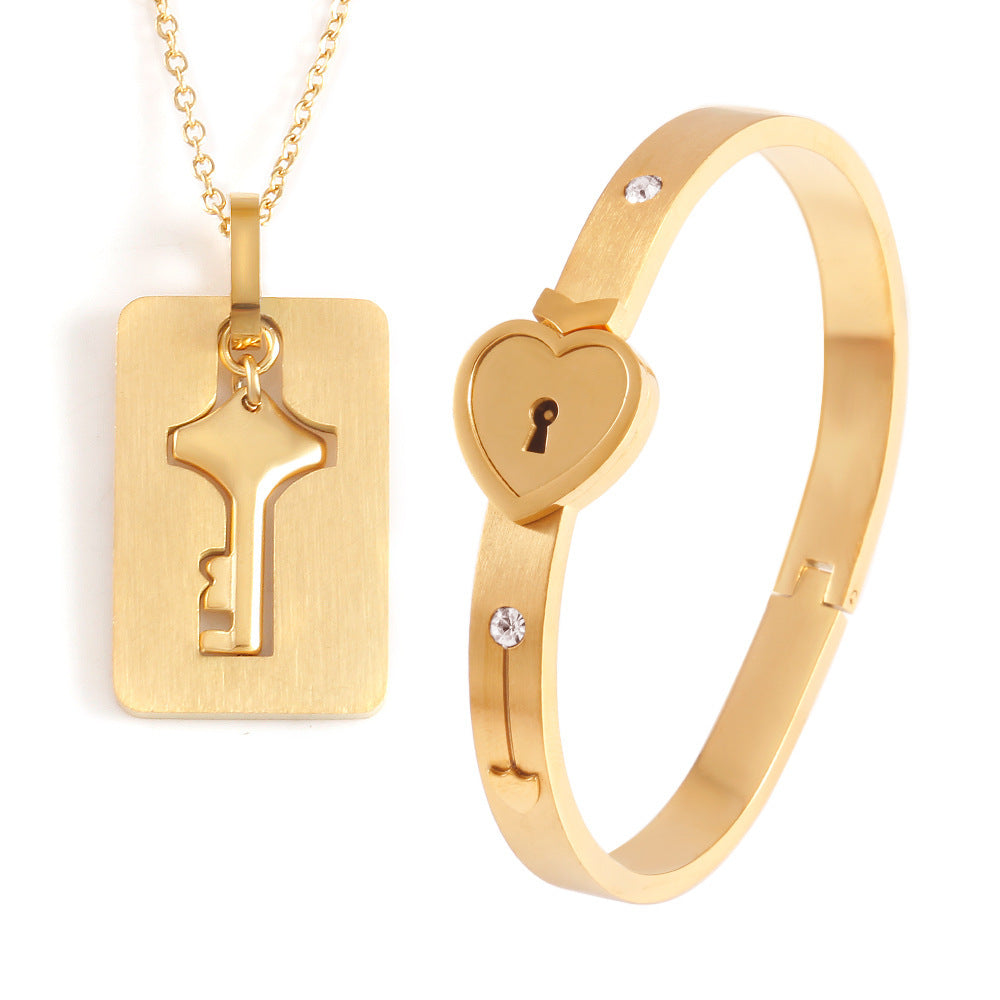 Eternal Bond Lock & Key Necklace & Bracelet Set
