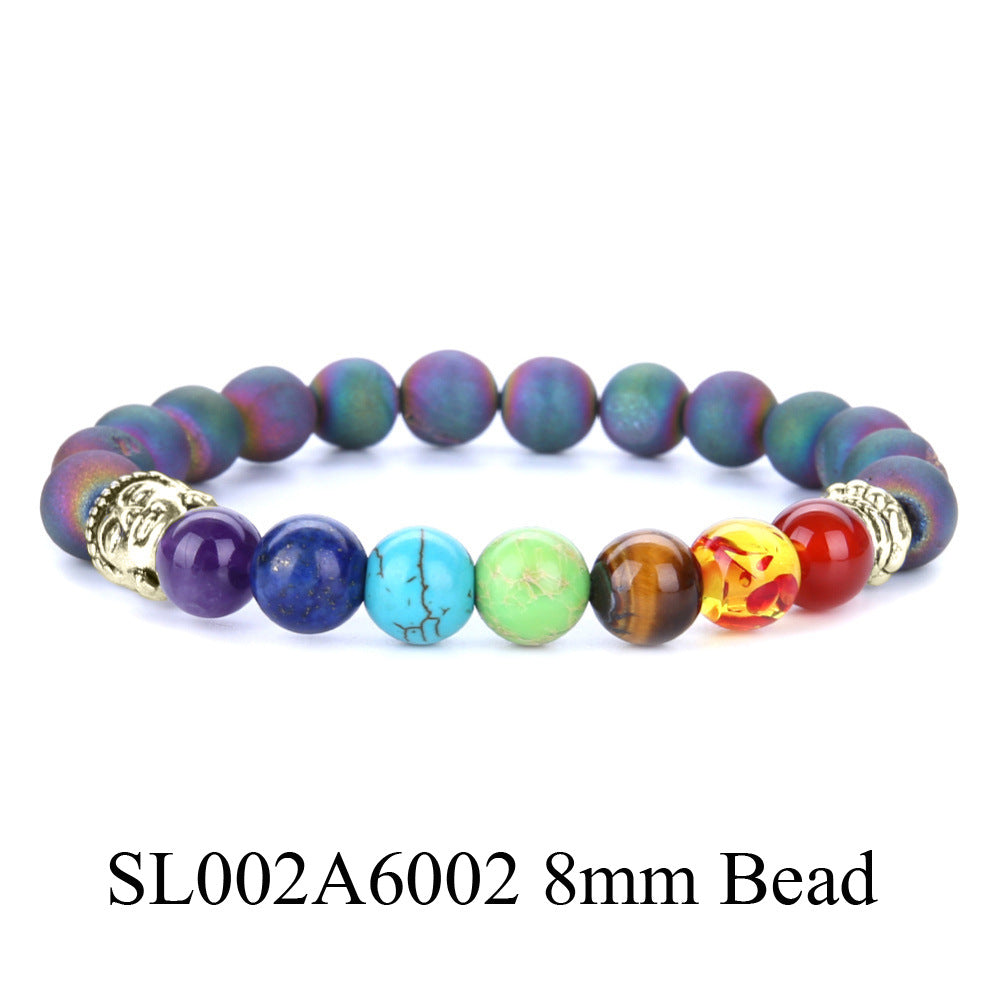 7 Chakra Healing Beaded Bracelet Set - Lava Stone & Tiger Eye