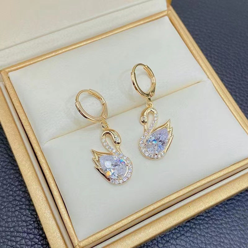 Sparkling Swan Crystal Drop Earrings