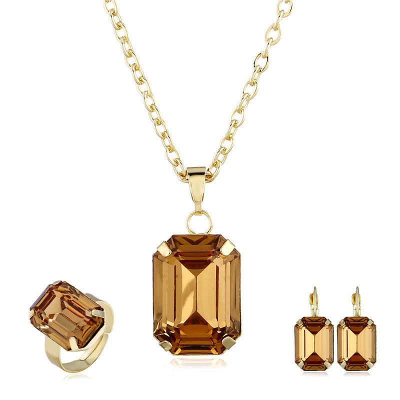 Radiant Ruby Emerald-Cut Jewelry Set