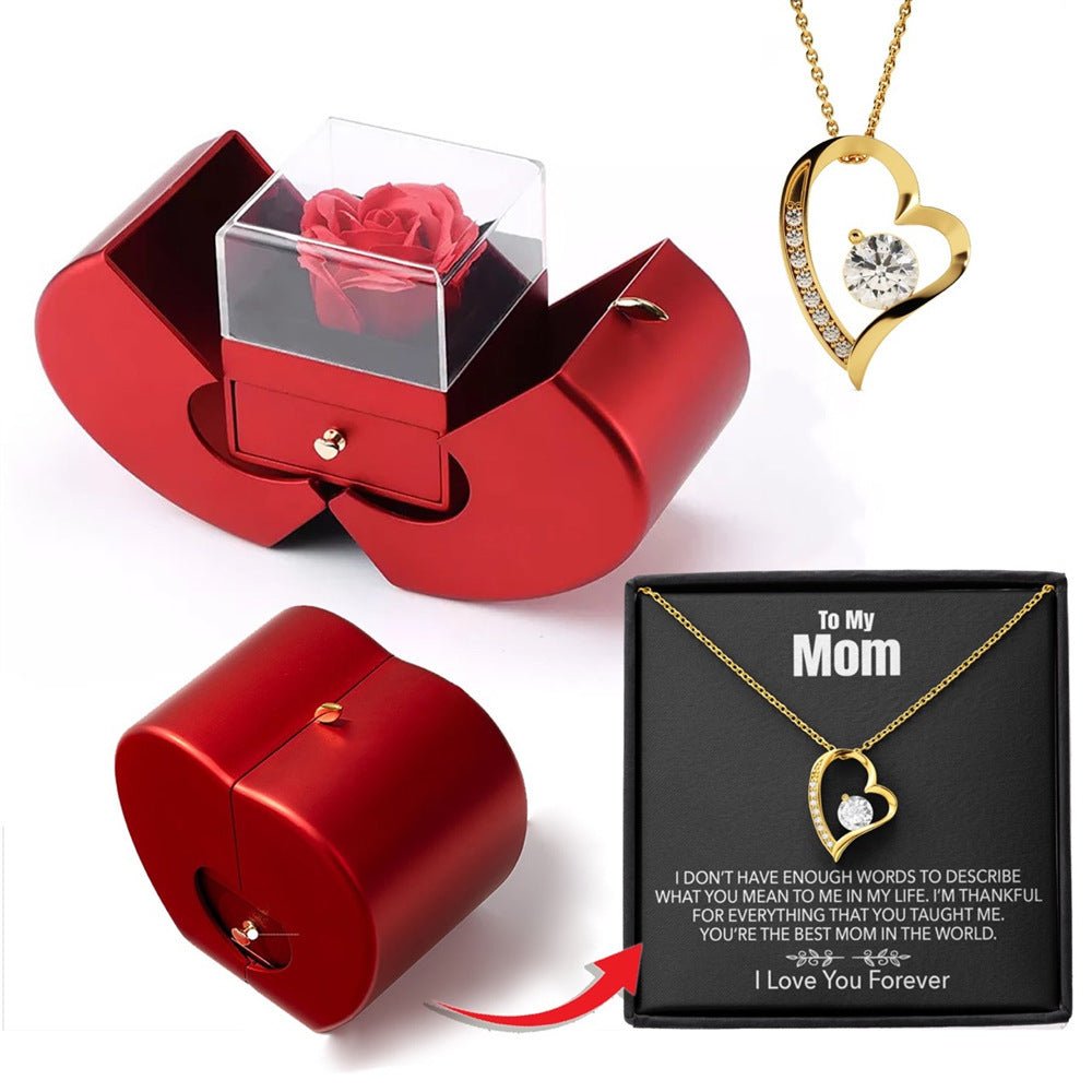 Heart Necklace & Enchanted Rose Gift Set