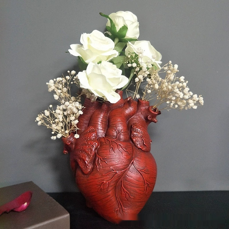 Anatomical Heart Shaped Resin Decor Vase