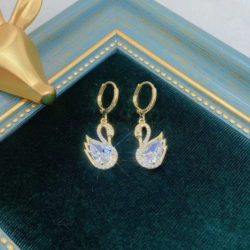 Sparkling Swan Crystal Drop Earrings