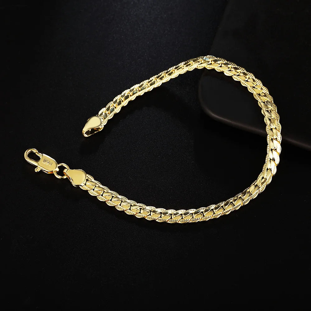 Textured Link Sterling Silver/ Gold Bracelet
