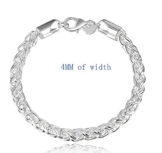 925 Sterling Silver Twisted Rope Chain Bracelet