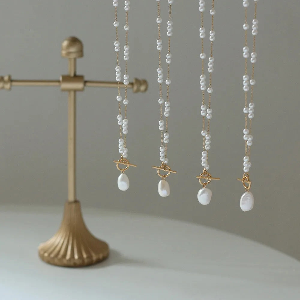 OBEAR Pearl & Charm Toggle Necklace