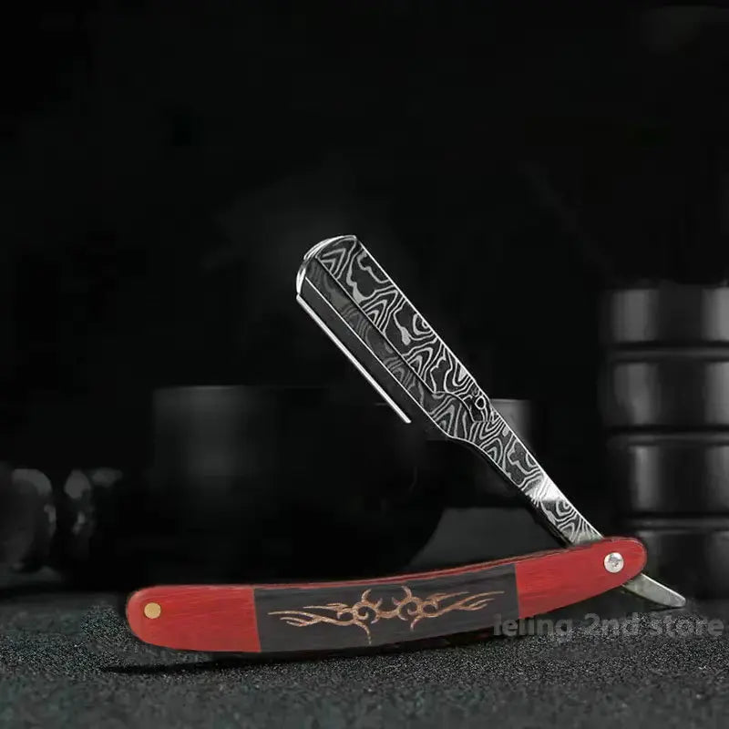 tan wood handle blade shaving razors