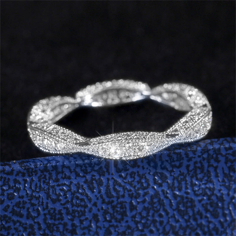 Gold Twisted Rope Crystal Eternity Ring