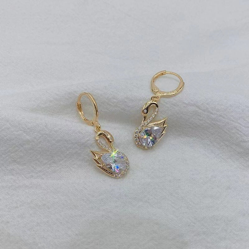 Sparkling Swan Crystal Drop Earrings