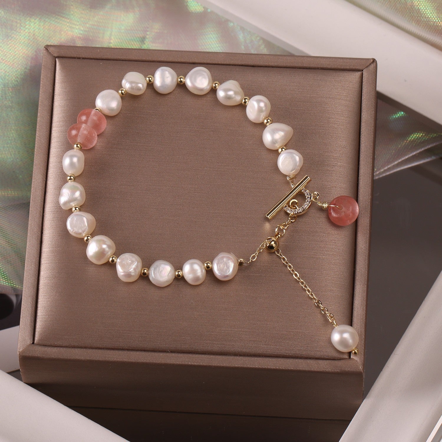 Freshwater Pearl & Jade Accent Bracelet