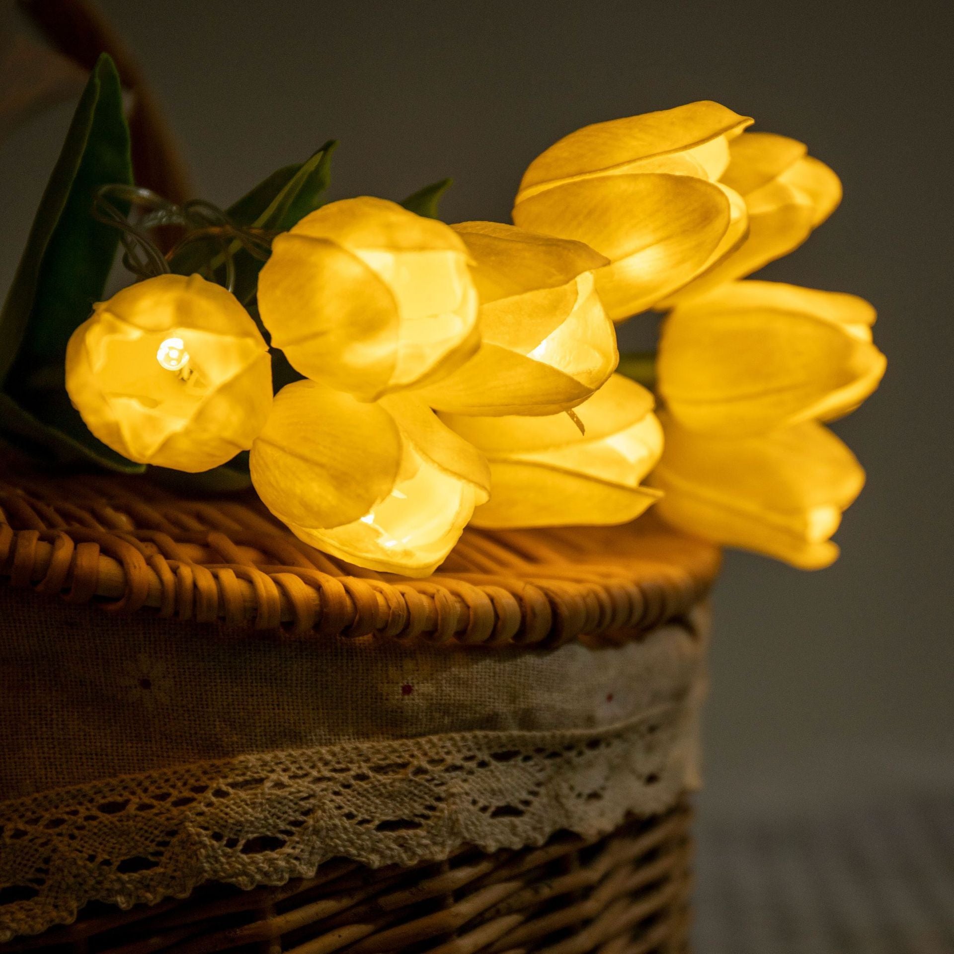 Illuminated Tulip Bouquet Basket