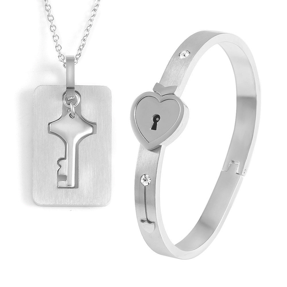 Eternal Bond Lock & Key Necklace & Bracelet Set