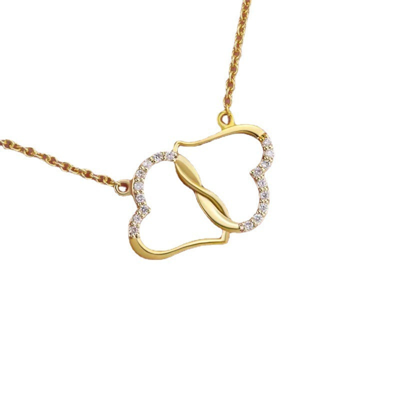 Intertwined Hearts Gold Pendant Necklace